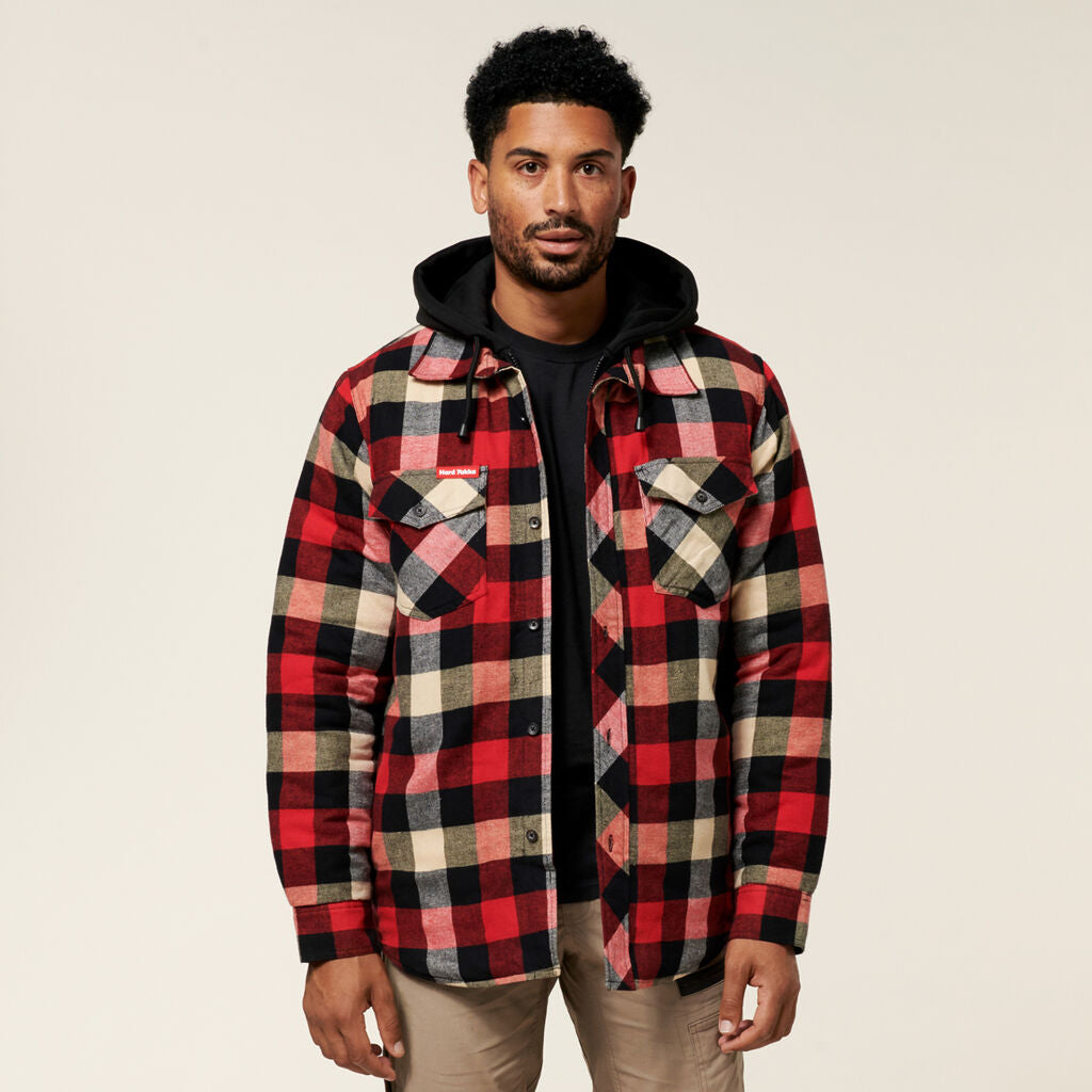 Hard Yakka Quilted Flannel Hooded Shackets