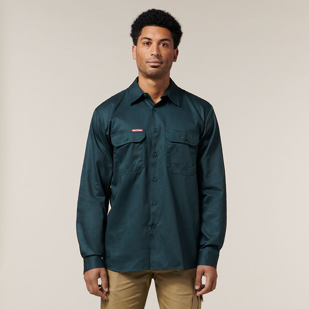 Hard Yakka L/S Open Front Cotton Drill Work Shirts