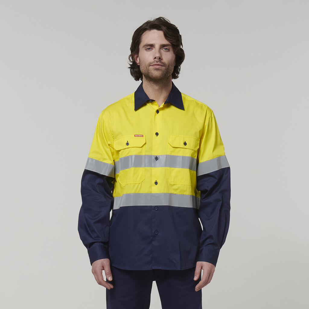 Hard Yakka Core Hi-Vis L/S 2 Tone Cotton Shirts