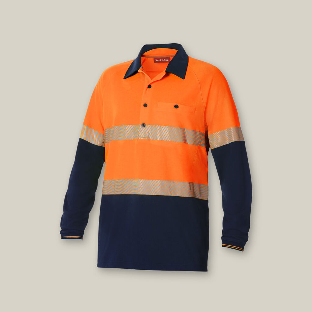 Hard Yakka Koolgear Hi-Vis 2 Tone Taped Vented L/S Polos