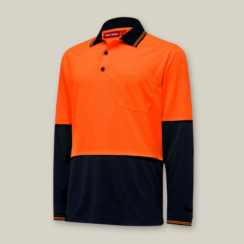 Hard Yakka Core 2 Tone Hi-Vis Long Sleeve Polos