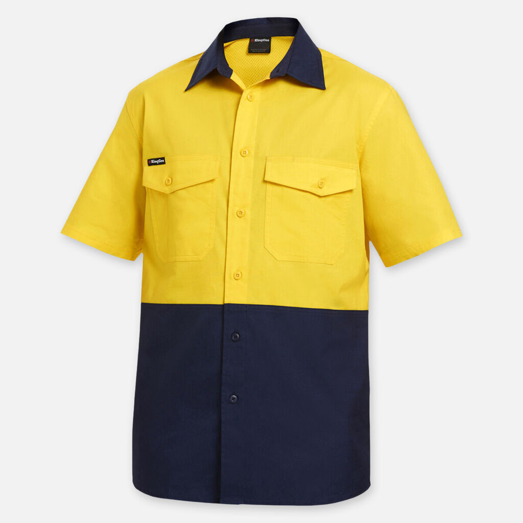 KingGee Workcool 2 Hi-Vis 2Tone S/S Drill Work Shirts