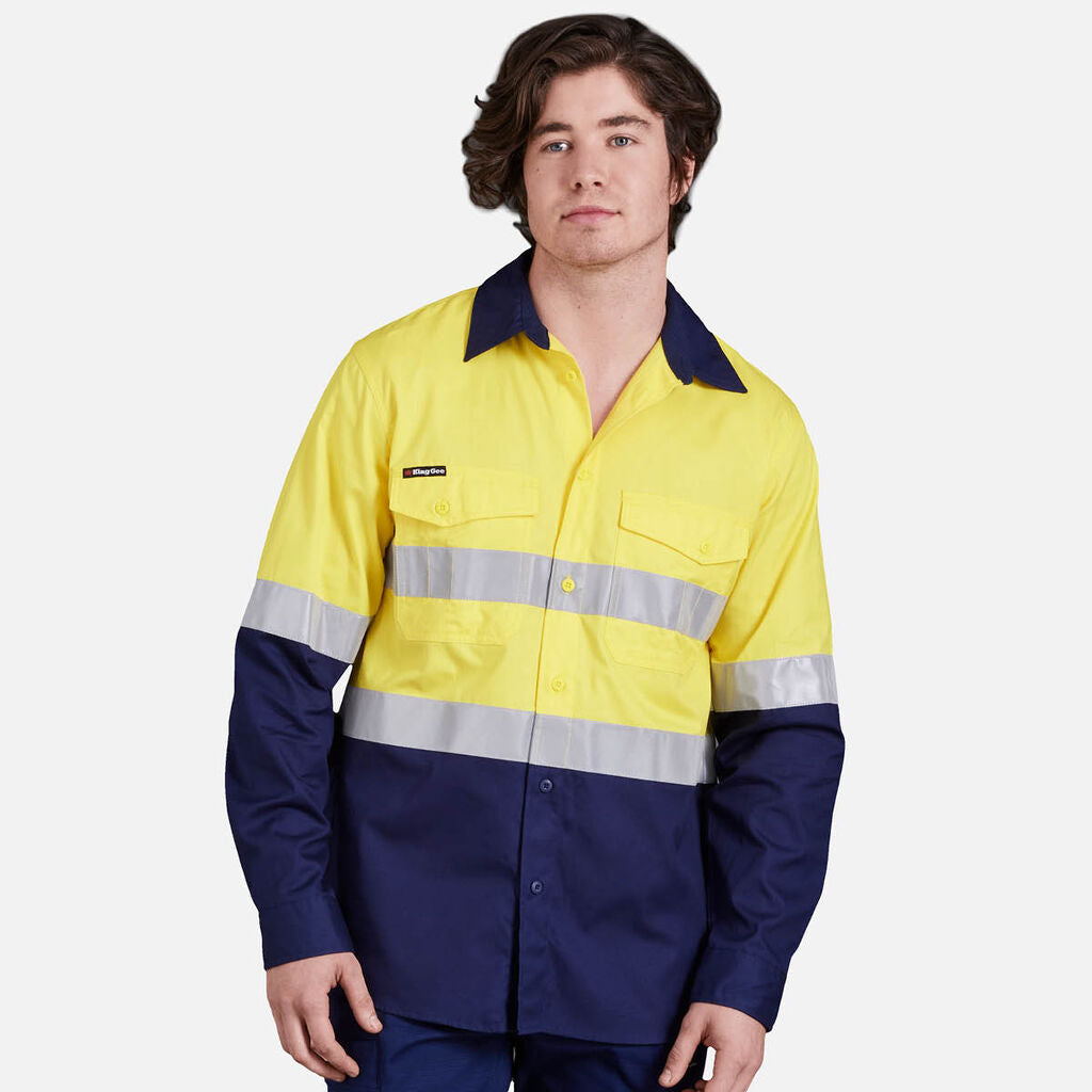 KingGee Workcool 2 Hi-Vis Reflective 2Tone L/S Work Shirts