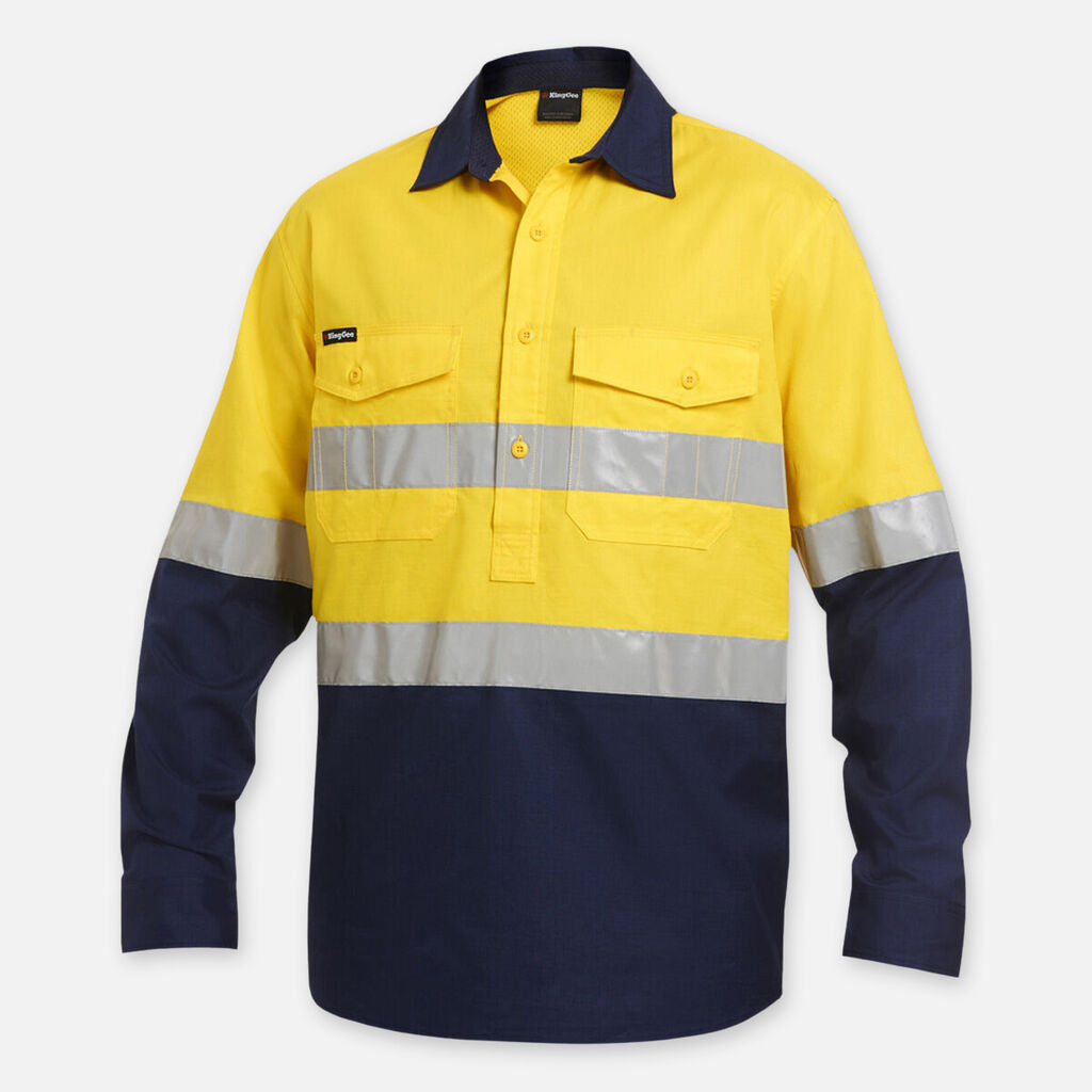 KingGee Workcool 2 Hi-Vis Reflective Closed Front Work Shirts