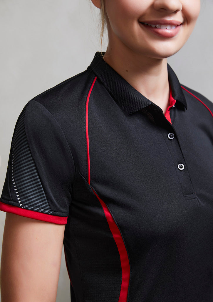 Image of a woman wearing a Merina Polyester Women's Polo during a business meeting.