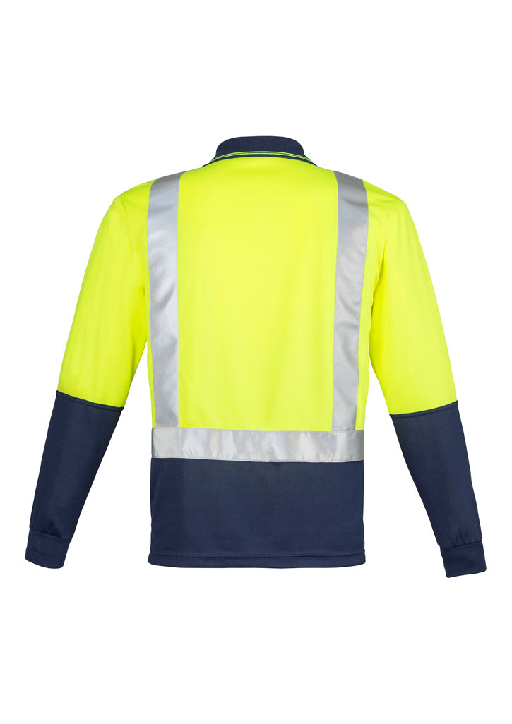 Mens Hi Vis Spliced L/S Polo - Shoulder Taped