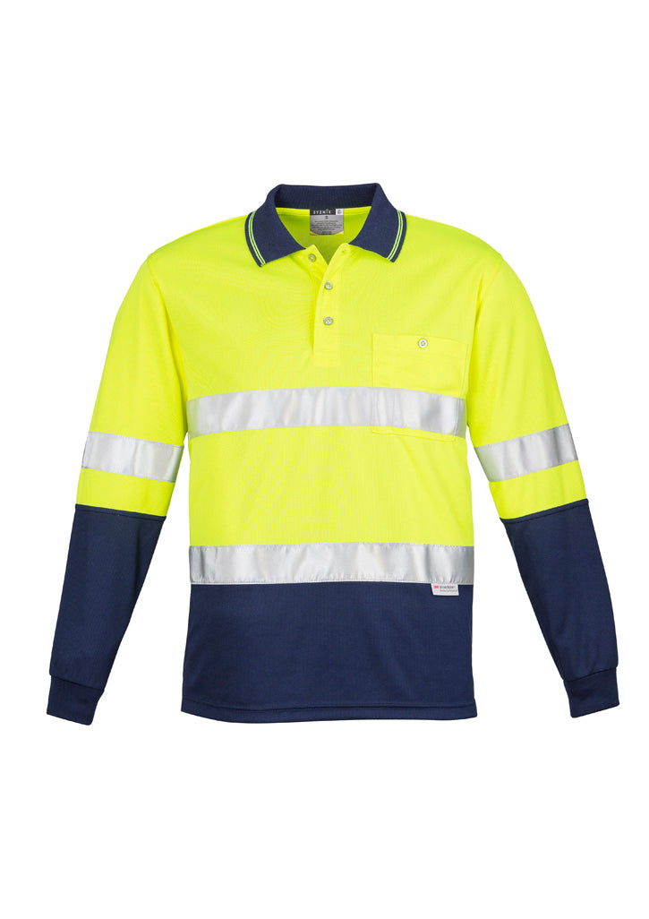 Mens Hi Vis Spliced L/S Polo - Hoop Taped