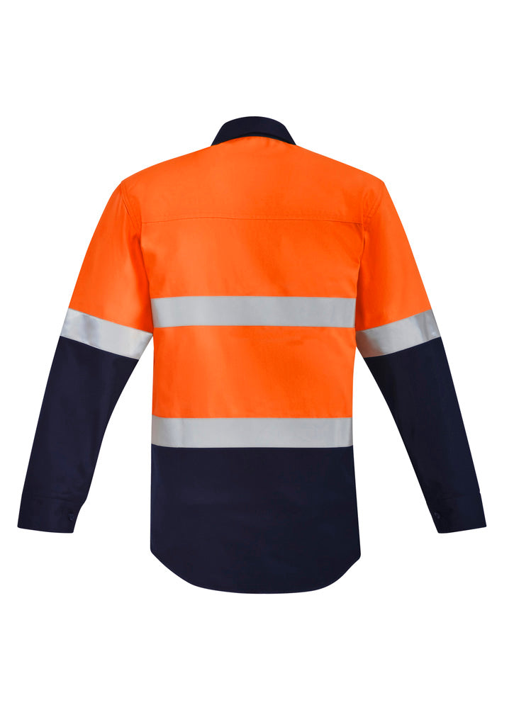 Mens Orange Flame Hi Vis Open Front Shirt - Hoop Taped