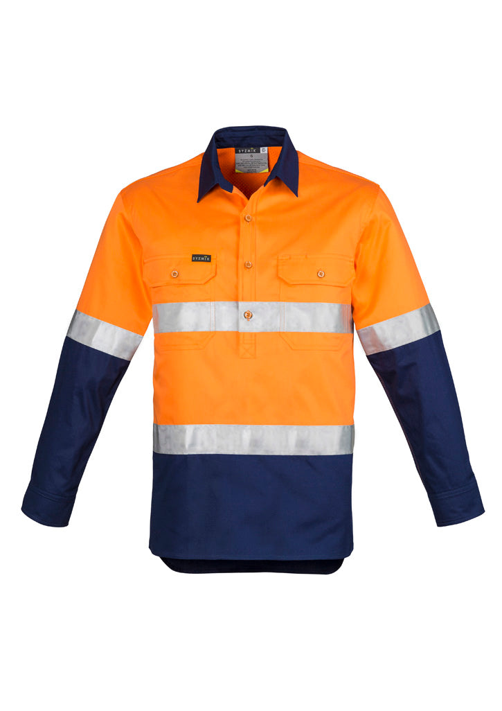 Mens Hi Vis Closed Front L/S Shirt - Hoop Taped