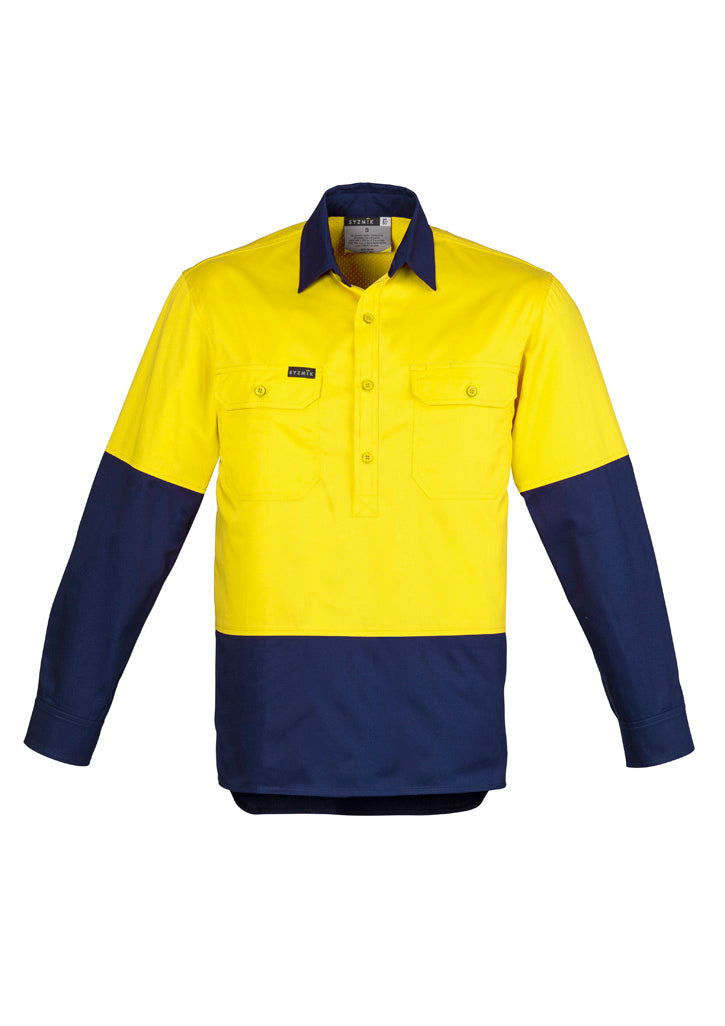 Mens Hi Vis Closed Front L/S Shirt