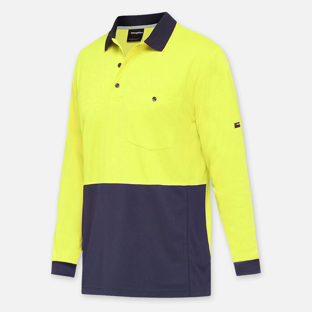 KingGee Workcool Hyperfreeze Hi-Vis 2Tone L/S Polo Shirts