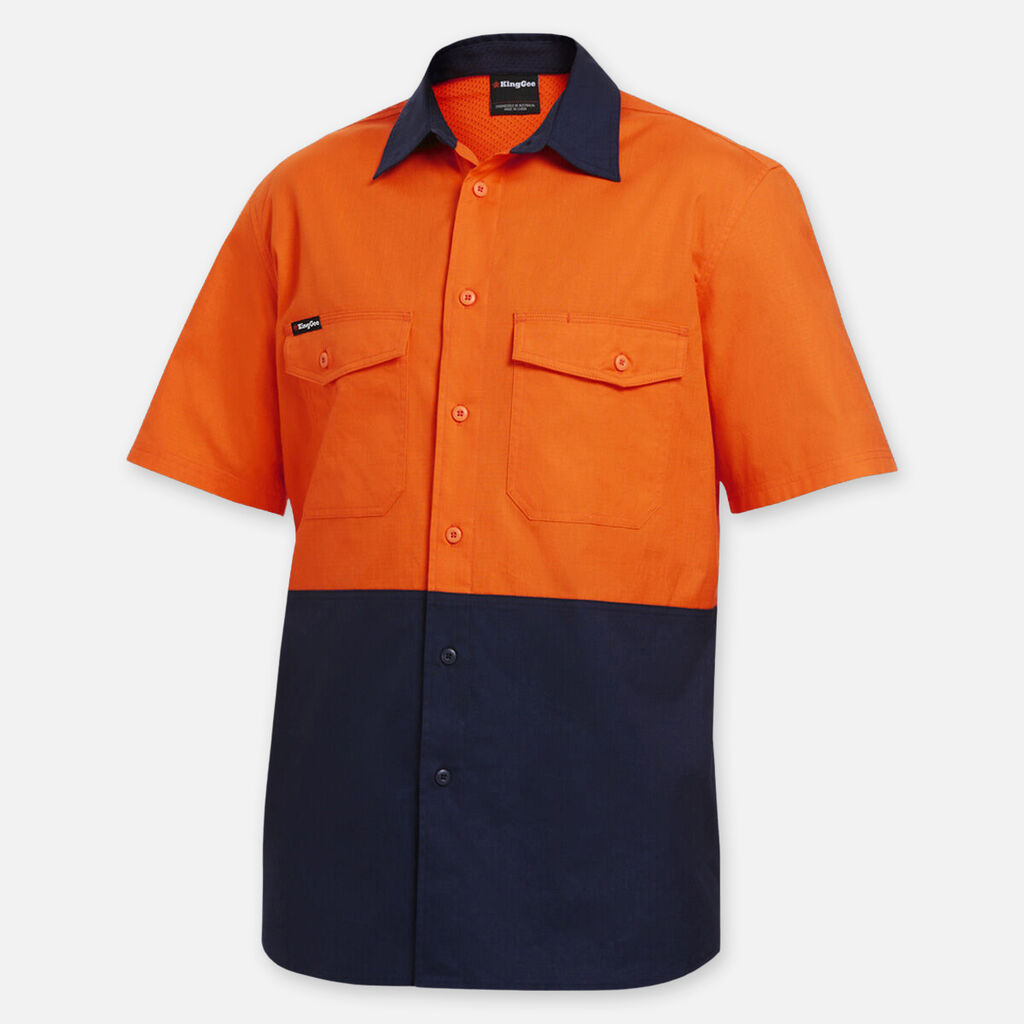 KingGee Workcool 2 Hi-Vis 2Tone S/S Drill Work Shirts