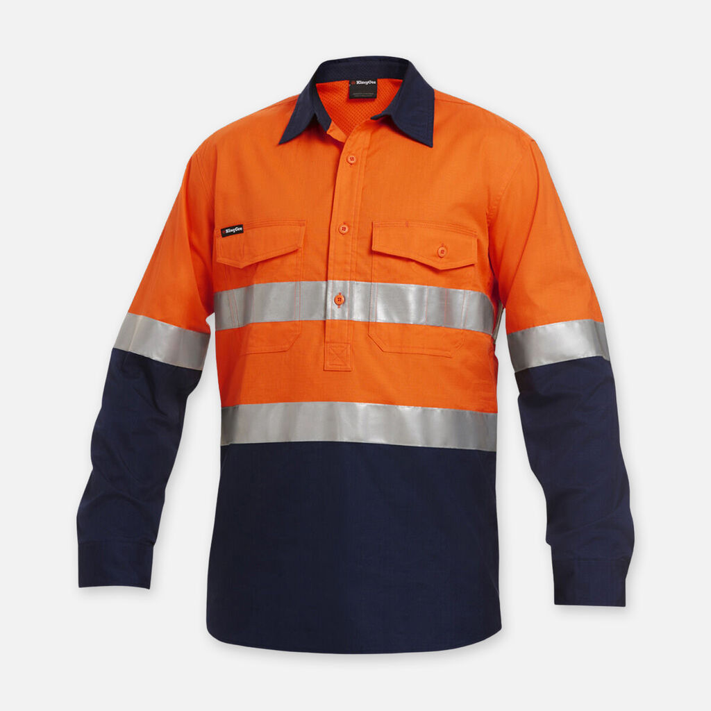 KingGee Workcool 2 Hi-Vis Reflective Closed Front Work Shirts