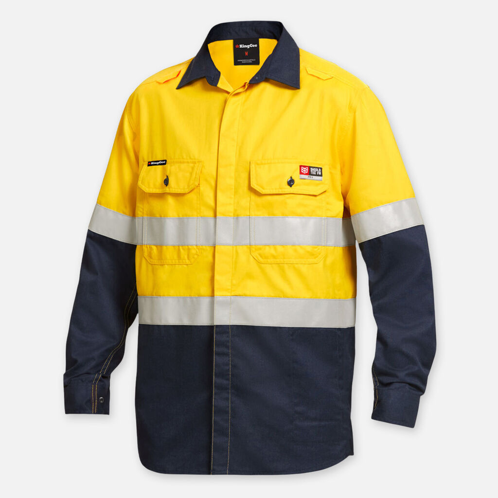 KingGee Shieldtec Lenzing Fr Hi-Vis Spliced Open Shirts