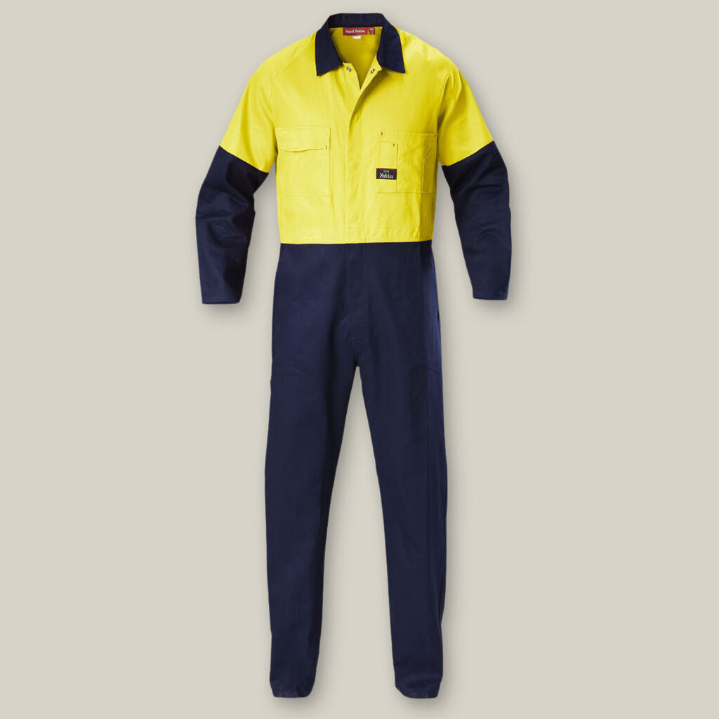 Hard Yakka Hi-Vis 2Tone Cotton Drill Coveralls