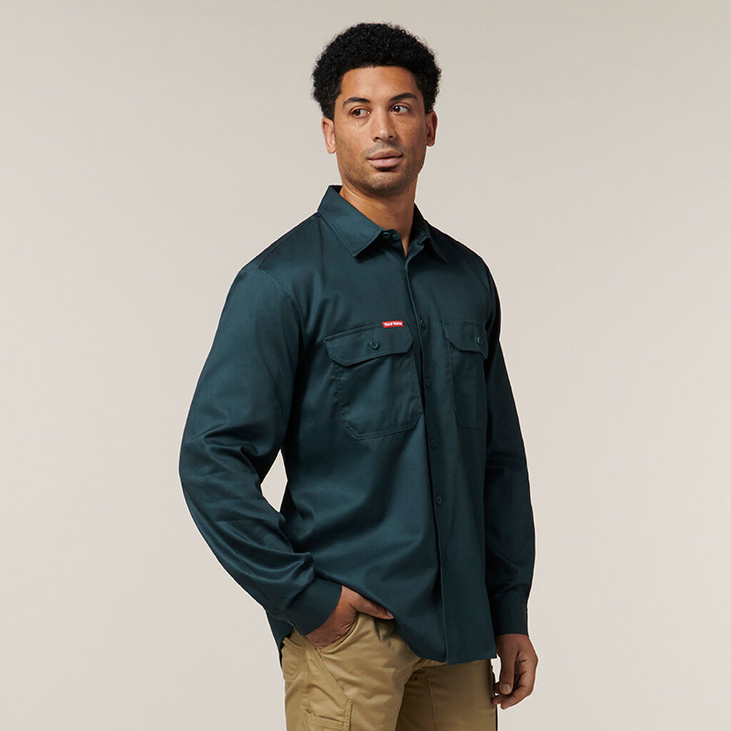 Hard Yakka L/S Open Front Cotton Drill Work Shirts