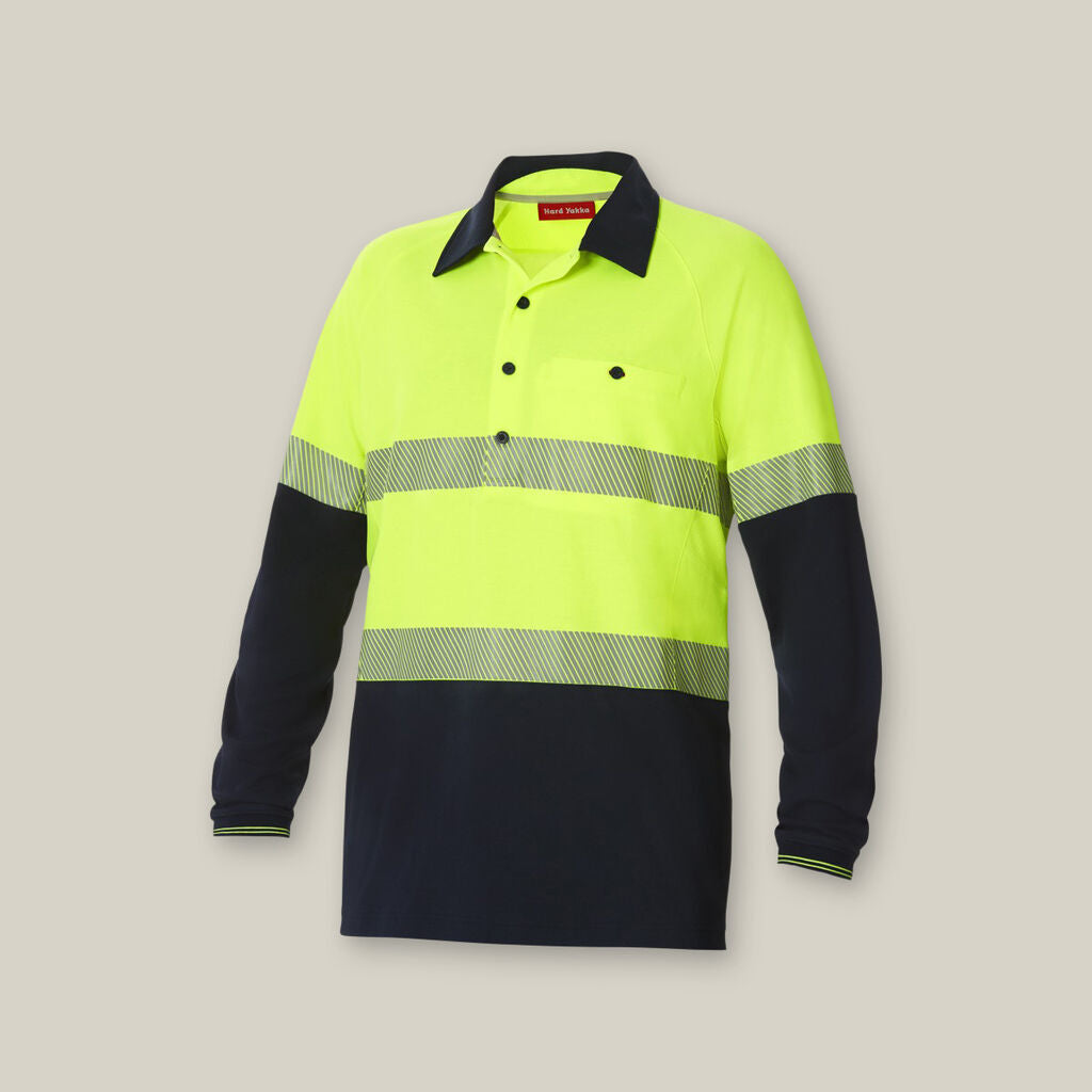 Hard Yakka Koolgear Hi-Vis 2 Tone Taped Vented L/S Polos