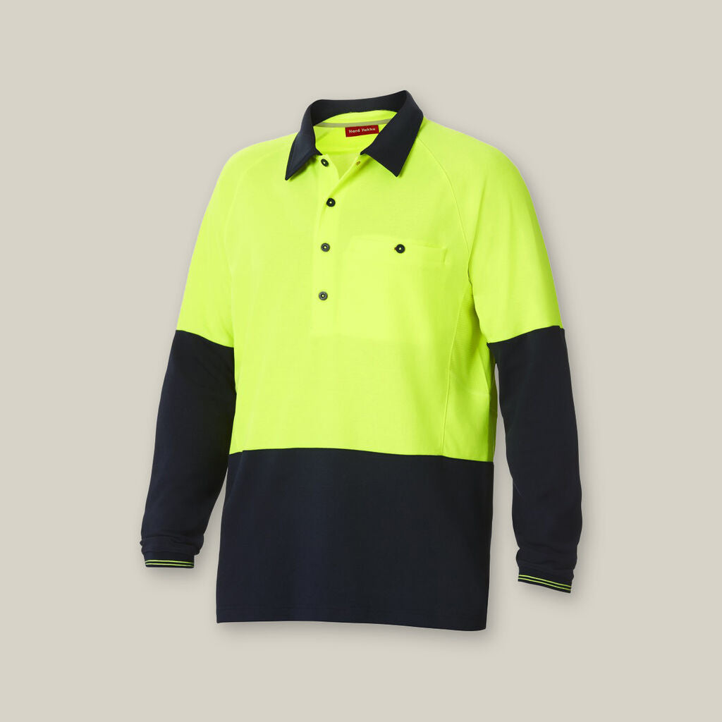 Hard Yakka Koolgear Hi-Vis 2 Tone Vented L/S Polos