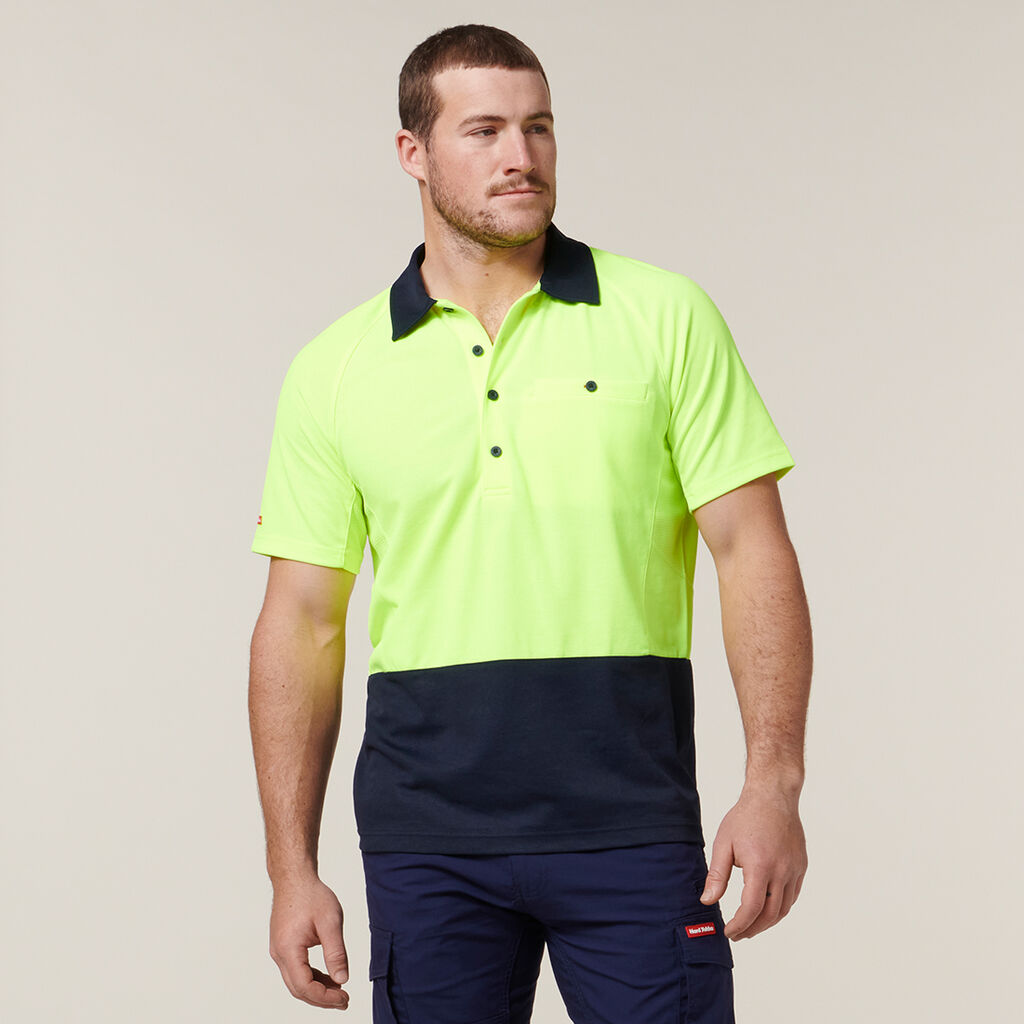 Hard Yakka Koolgear Hi-Vis 2 Tone Vented S/S Polos