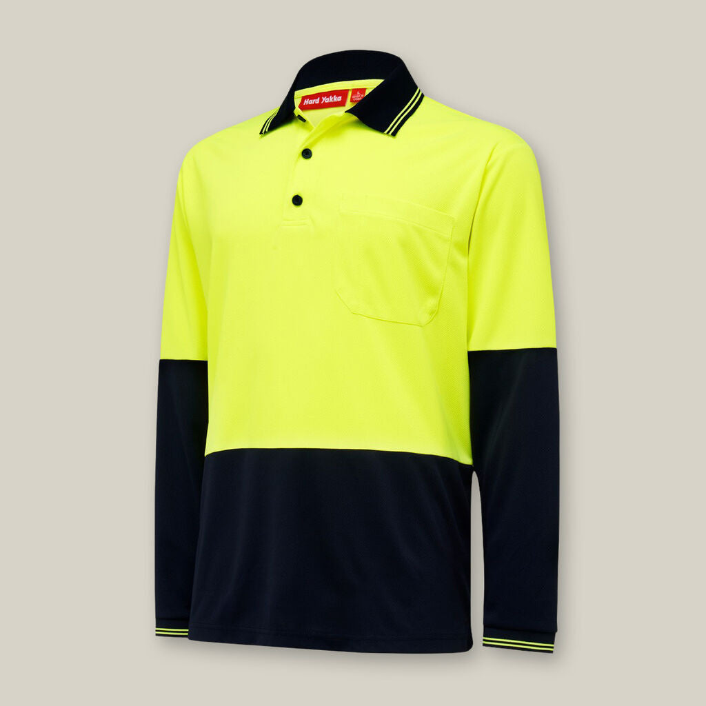 Hard Yakka Core 2 Tone Hi-Vis Long Sleeve Polos